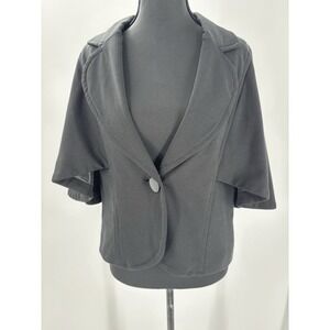 Vintage DM New York Black Short Sleeve Blazer Jacket M Shawl Collar Cropped